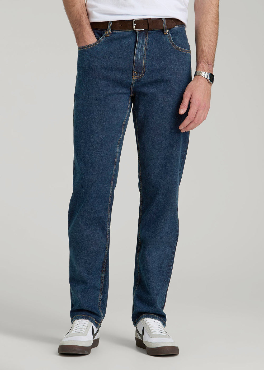 American Tall Sale | A.T. Basics Men's J1 Straight Fit Jeans for Tall Men in Charged Blue