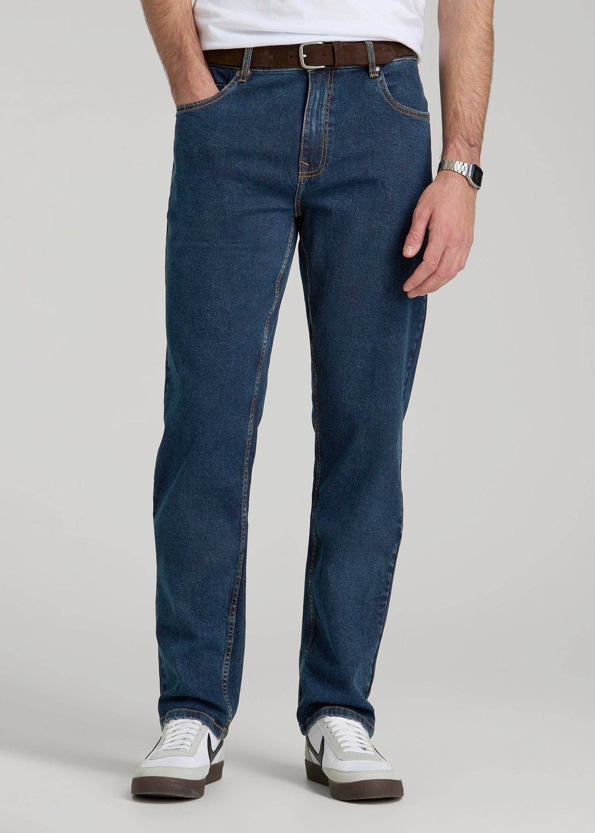 American Tall Sale | A.T. Basics Men's J1 Straight Fit Jeans for Tall Men in Charged Blue
