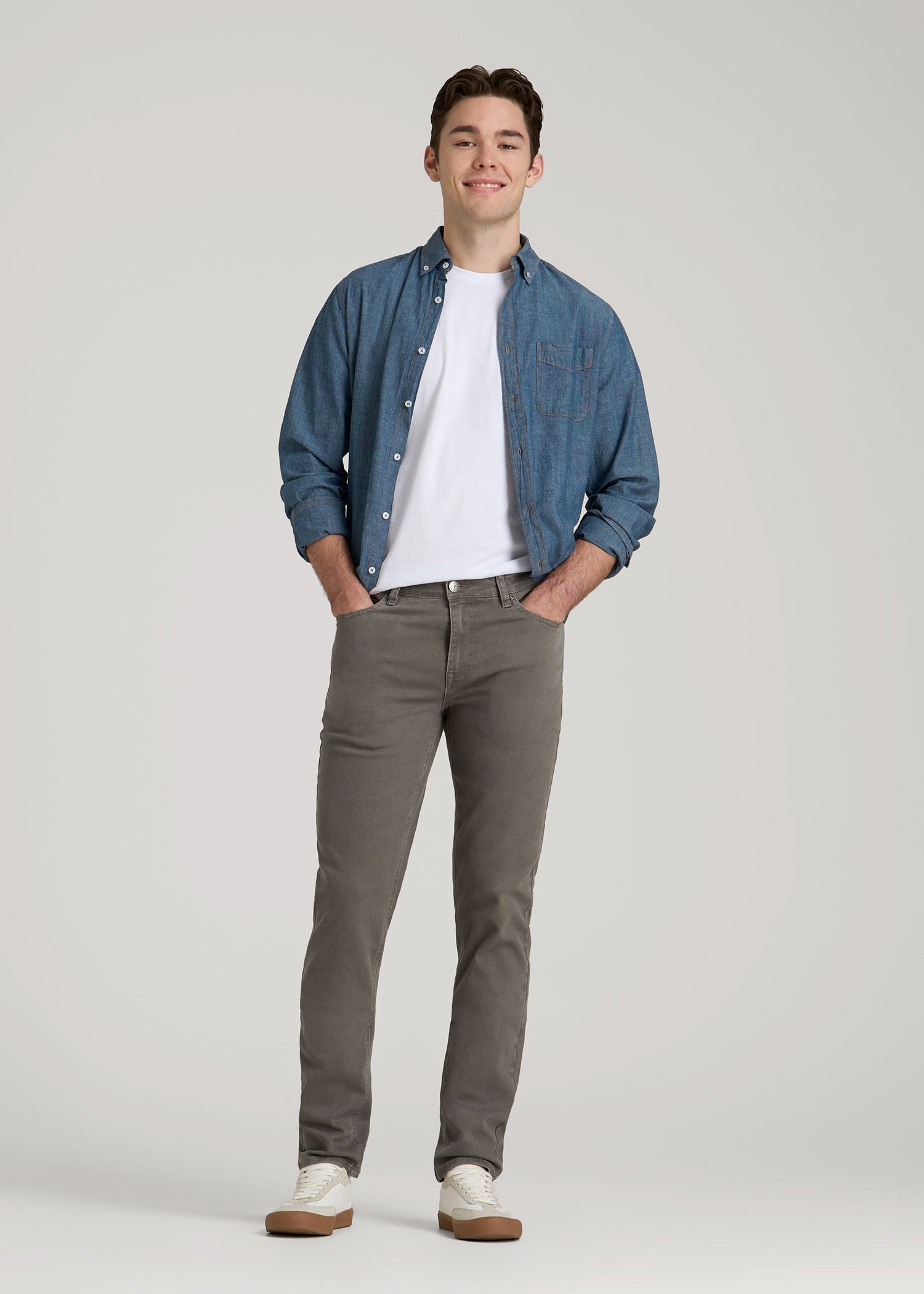 American Tall Discount | Dylan Slim Fit Colored Jeans for Tall Men in Sage