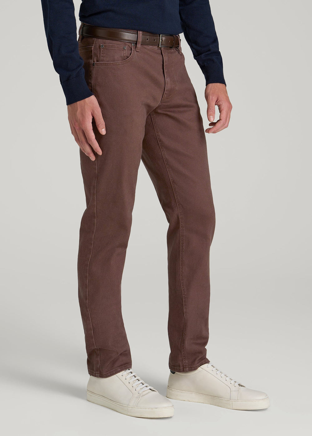 American Tall Outlet | Carman Tapered Fit Colored Jeans for Tall Men in Dark Toffee