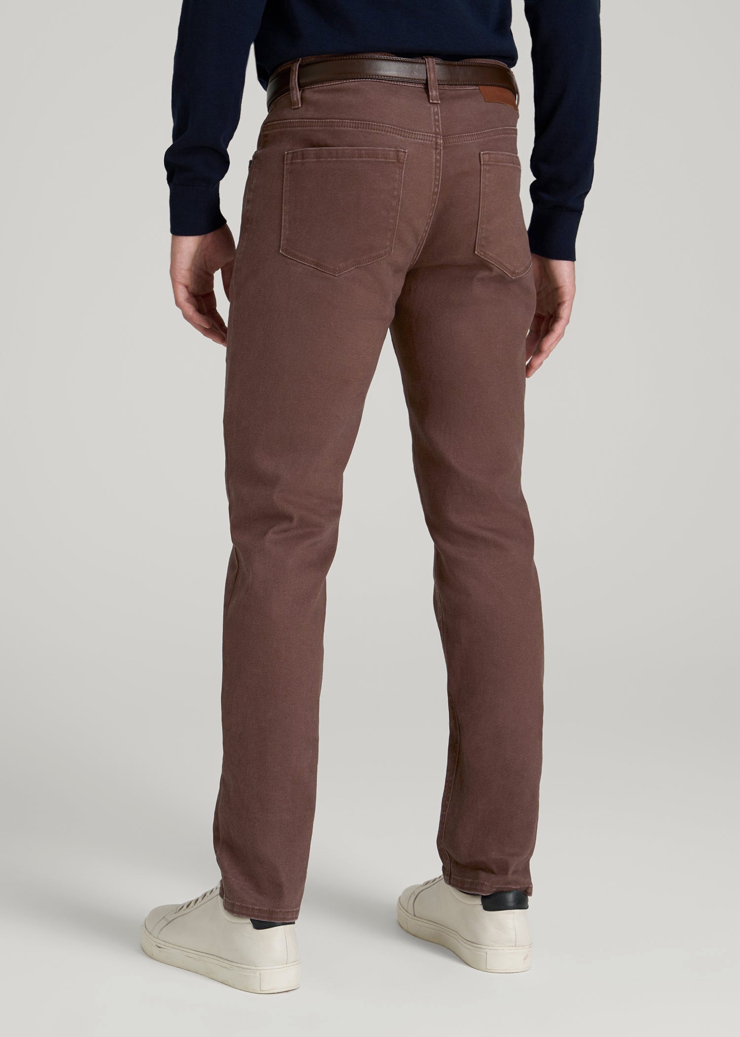 American Tall Outlet | Carman Tapered Fit Colored Jeans for Tall Men in Dark Toffee