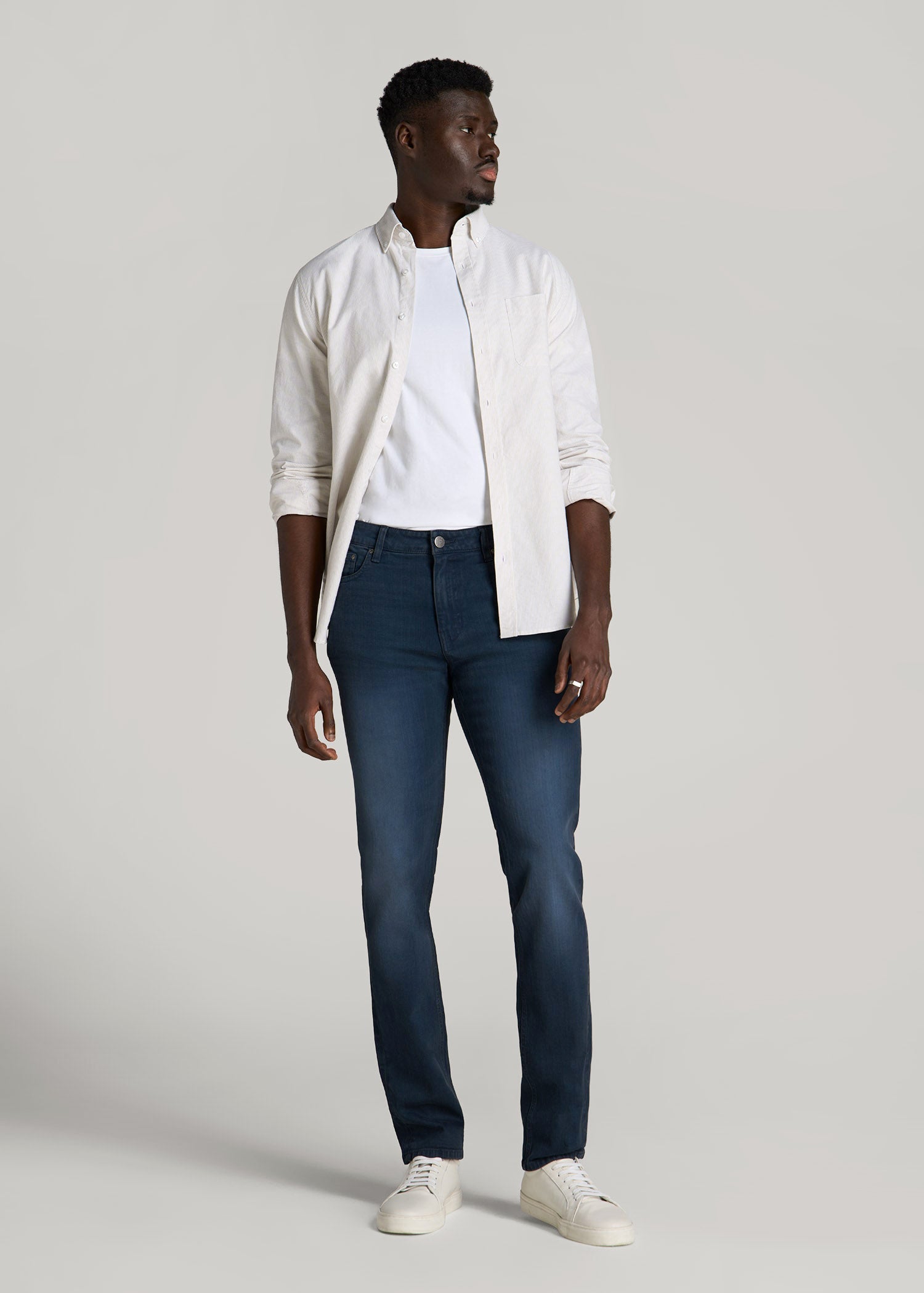 American Tall Discount | Dylan Slim Fit Jeans for Tall Men in Faded Blue Black