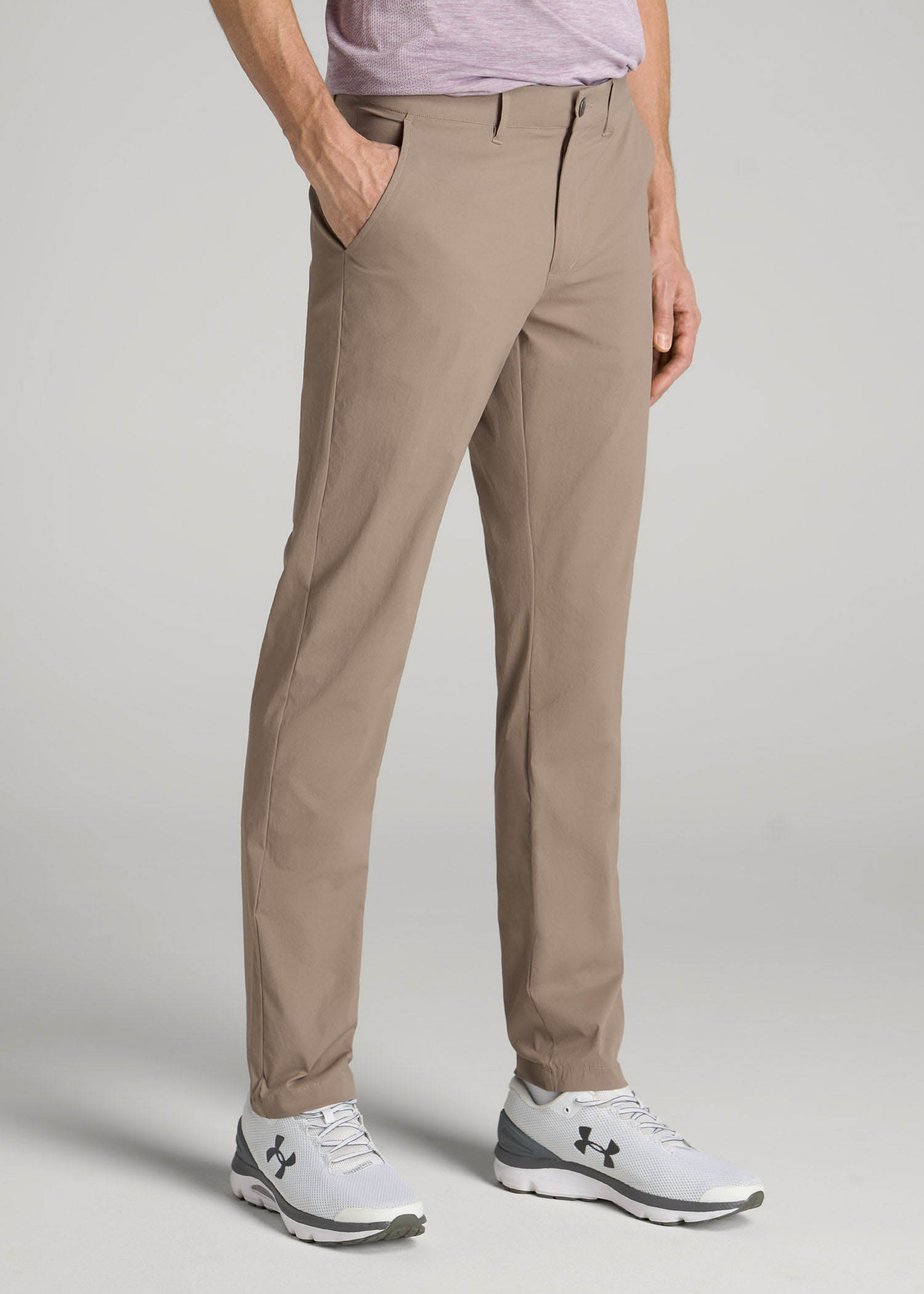 American Tall Outlet | TAPERED FIT Traveler Chino Pants for Tall Men in Dark Sand