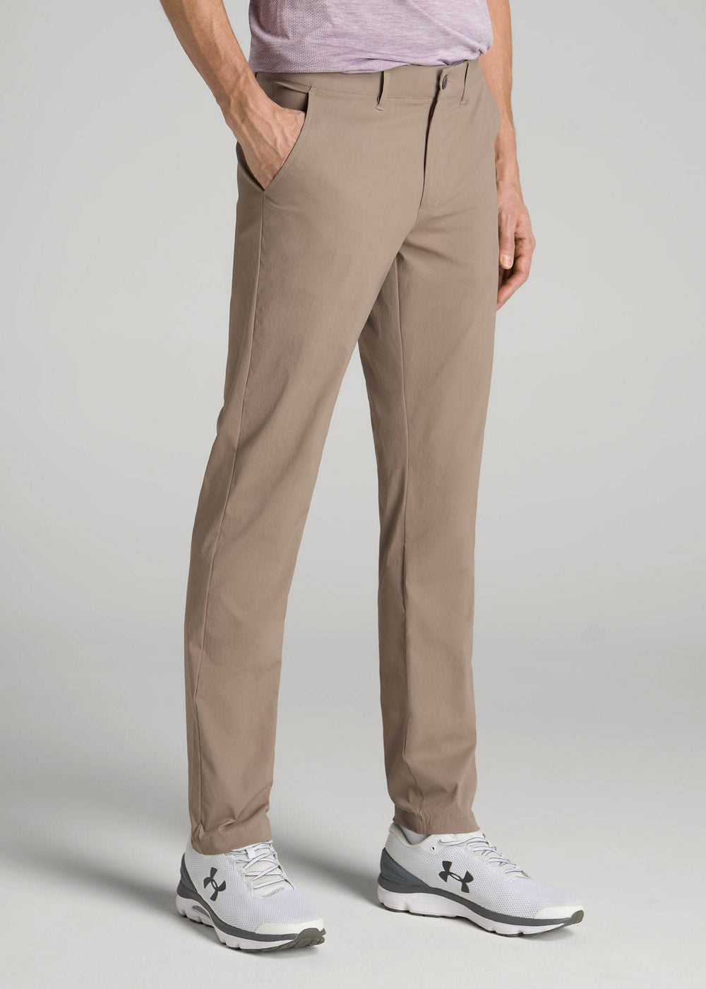 American Tall Outlet | TAPERED FIT Traveler Chino Pants for Tall Men in Dark Sand
