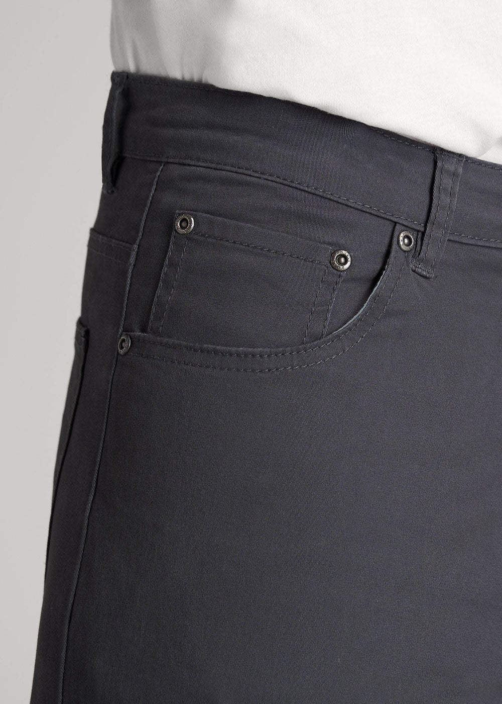 American Tall Discount | Carman TAPERED Fit Five Pocket Pants for Tall Men in Iron Grey