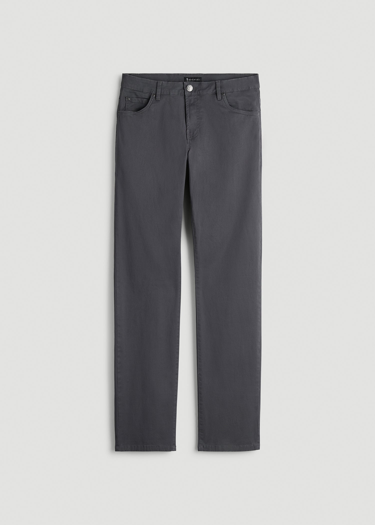 American Tall Discount | Carman TAPERED Fit Five Pocket Pants for Tall Men in Iron Grey