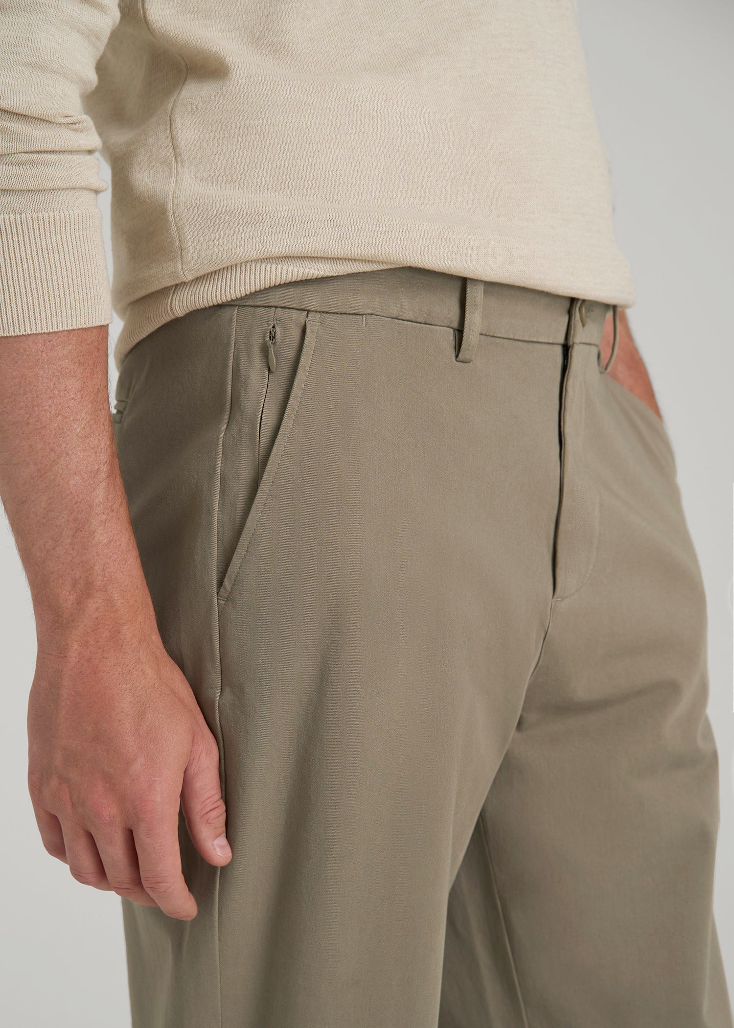 American Tall Online | 4-Way Stretch Commuter Straight Chino Pants for Tall Men in Dusty Khaki