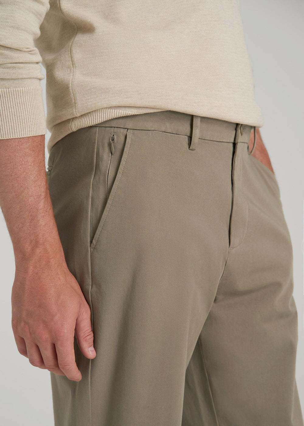 American Tall Online | 4-Way Stretch Commuter Straight Chino Pants for Tall Men in Dusty Khaki