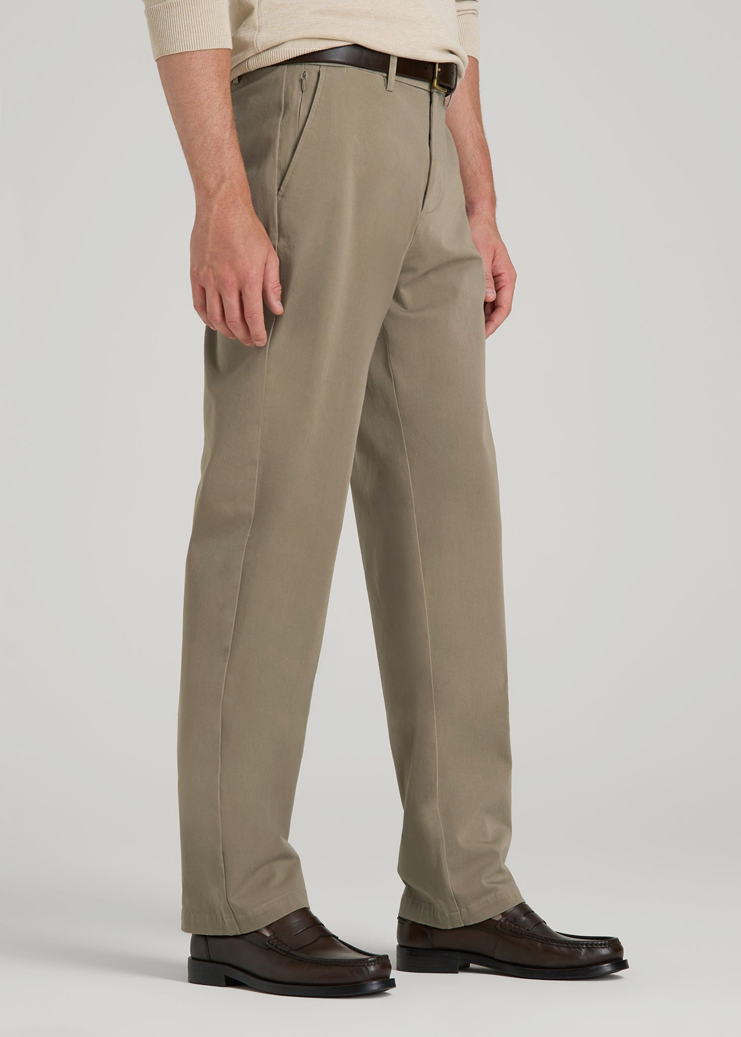 American Tall Online | 4-Way Stretch Commuter Straight Chino Pants for Tall Men in Dusty Khaki