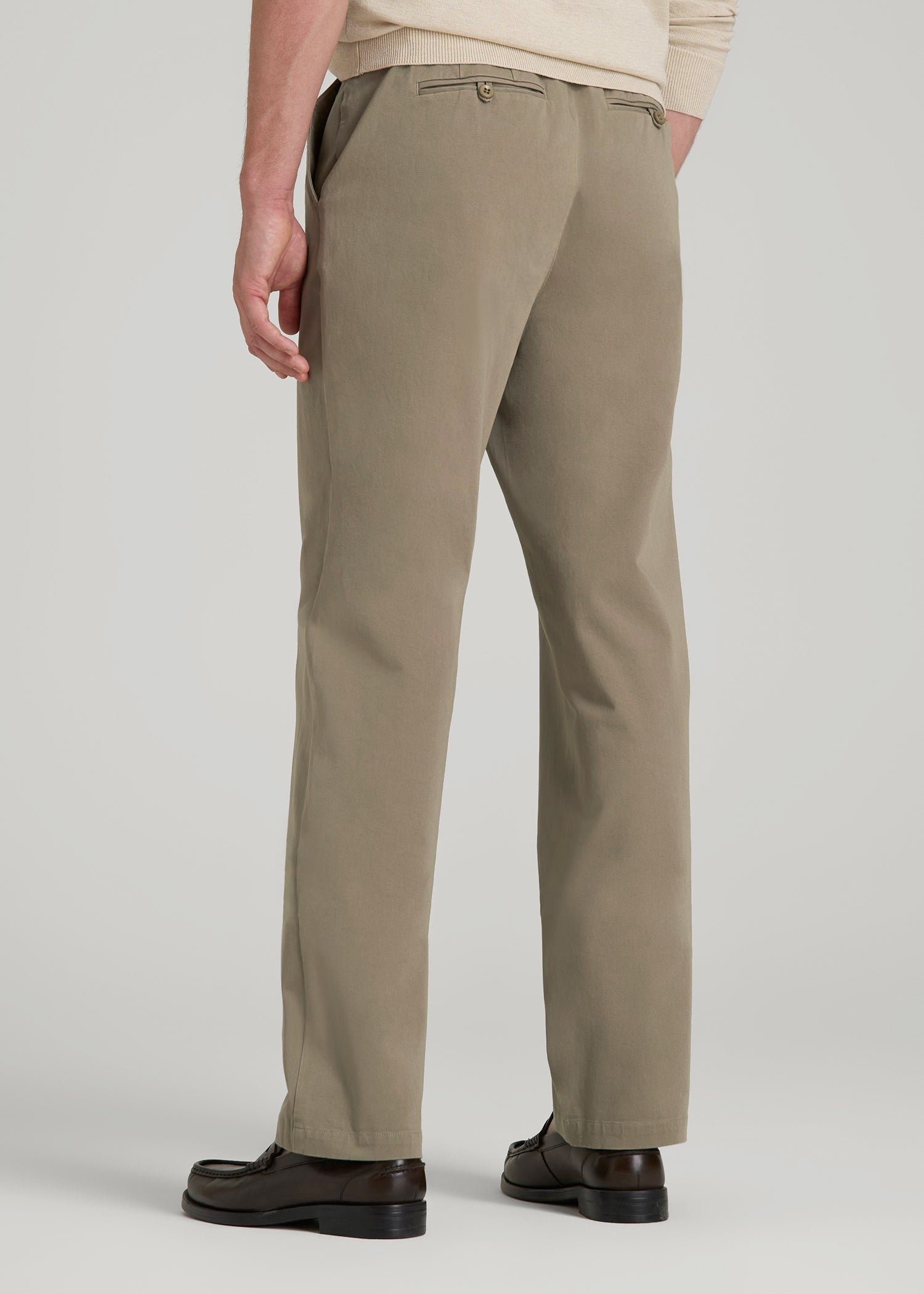 American Tall Online | 4-Way Stretch Commuter Straight Chino Pants for Tall Men in Dusty Khaki