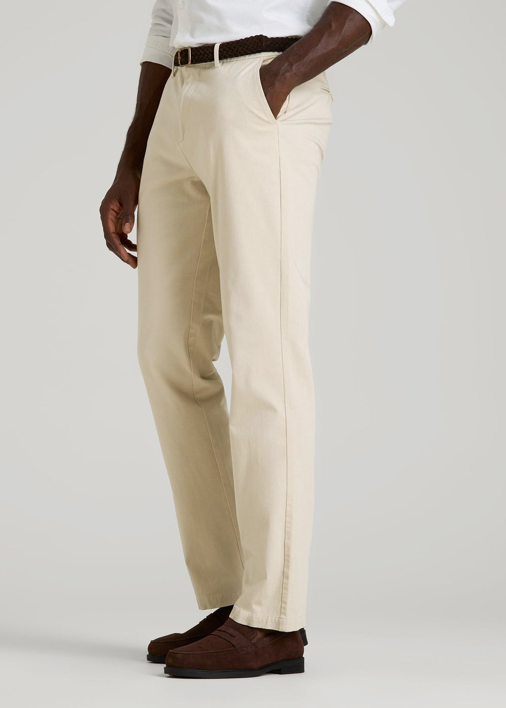 American Tall Online | 4 Way Stretch Commuter STRAIGHT Leg Chino Pants for Tall Men in Light Stone