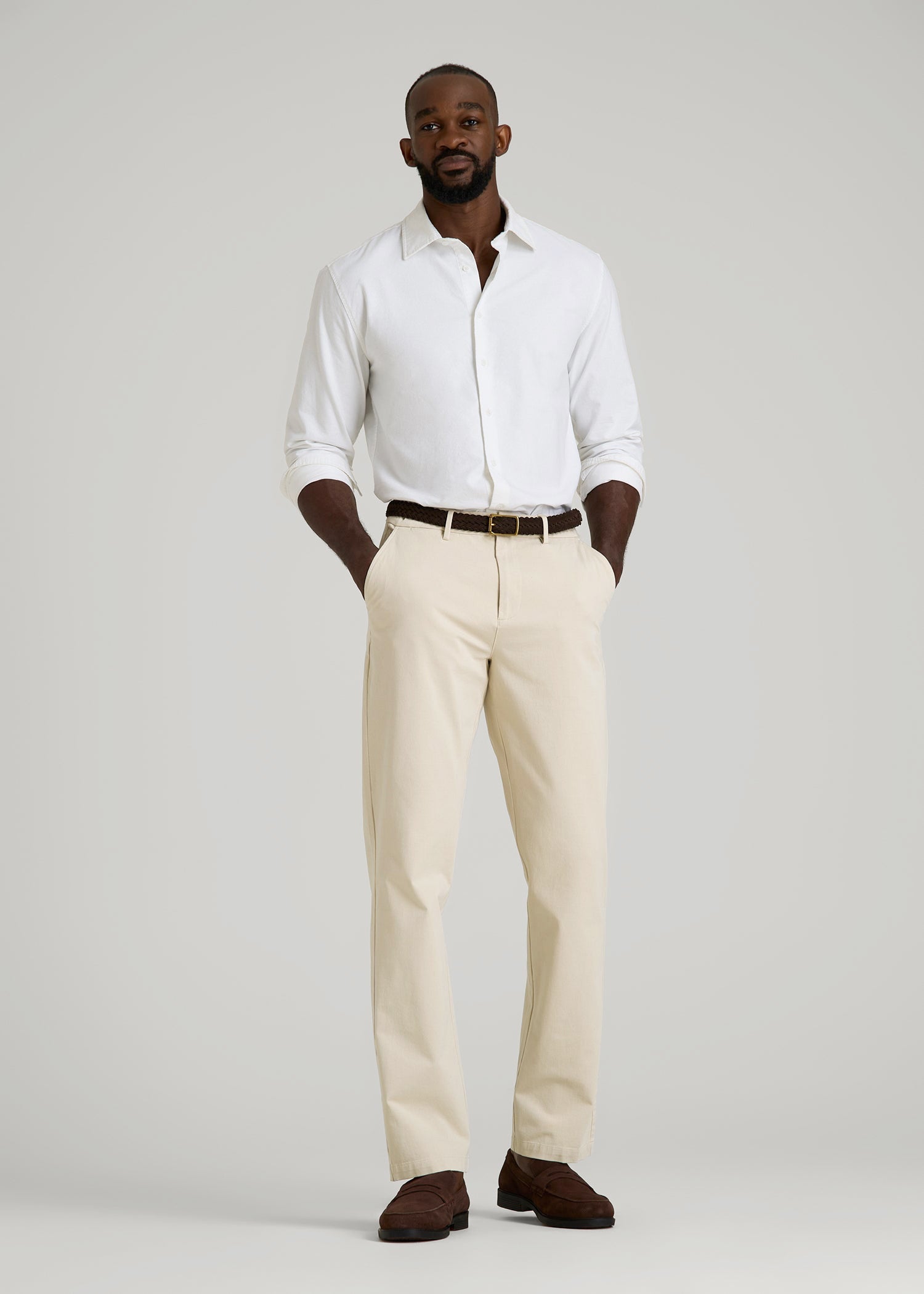 American Tall Online | 4 Way Stretch Commuter STRAIGHT Leg Chino Pants for Tall Men in Light Stone