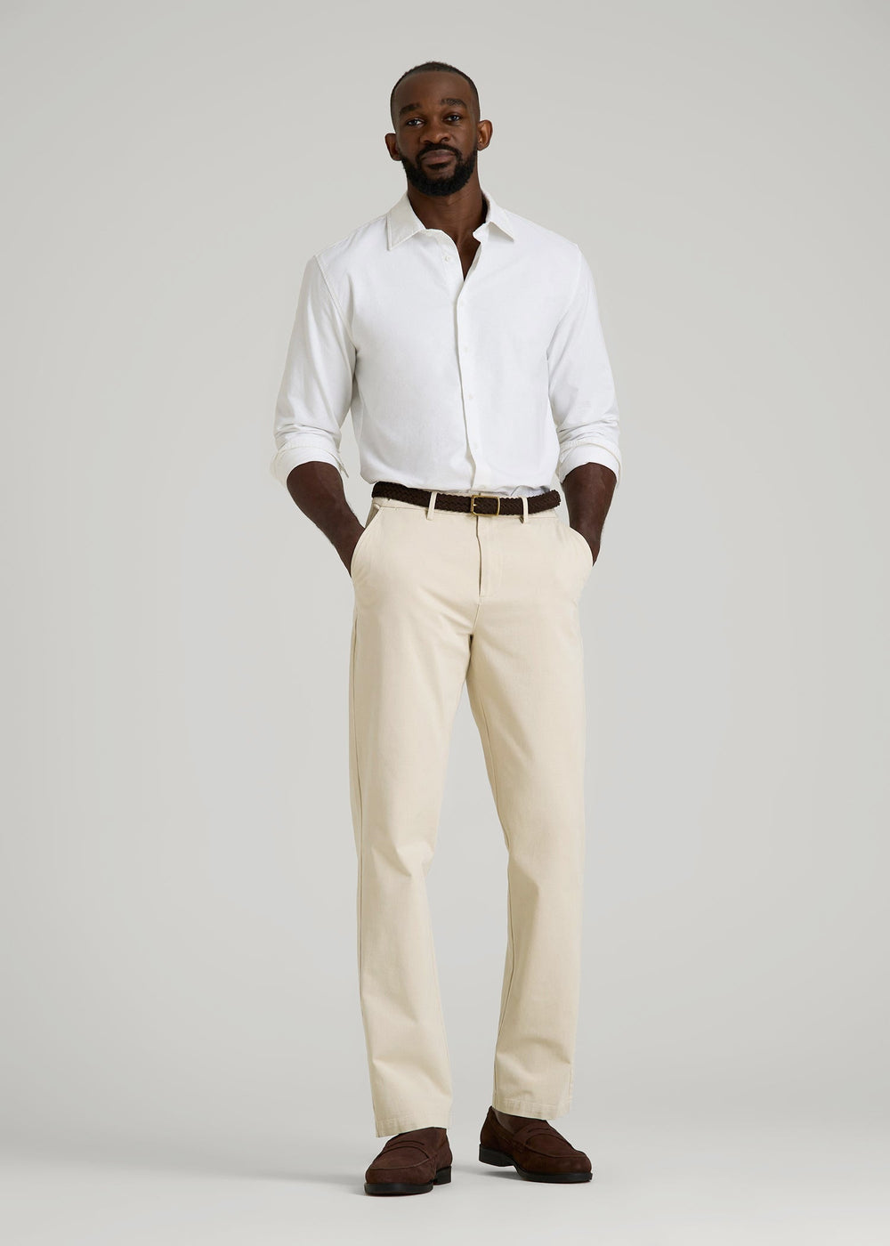 American Tall Online | 4 Way Stretch Commuter STRAIGHT Leg Chino Pants for Tall Men in Light Stone