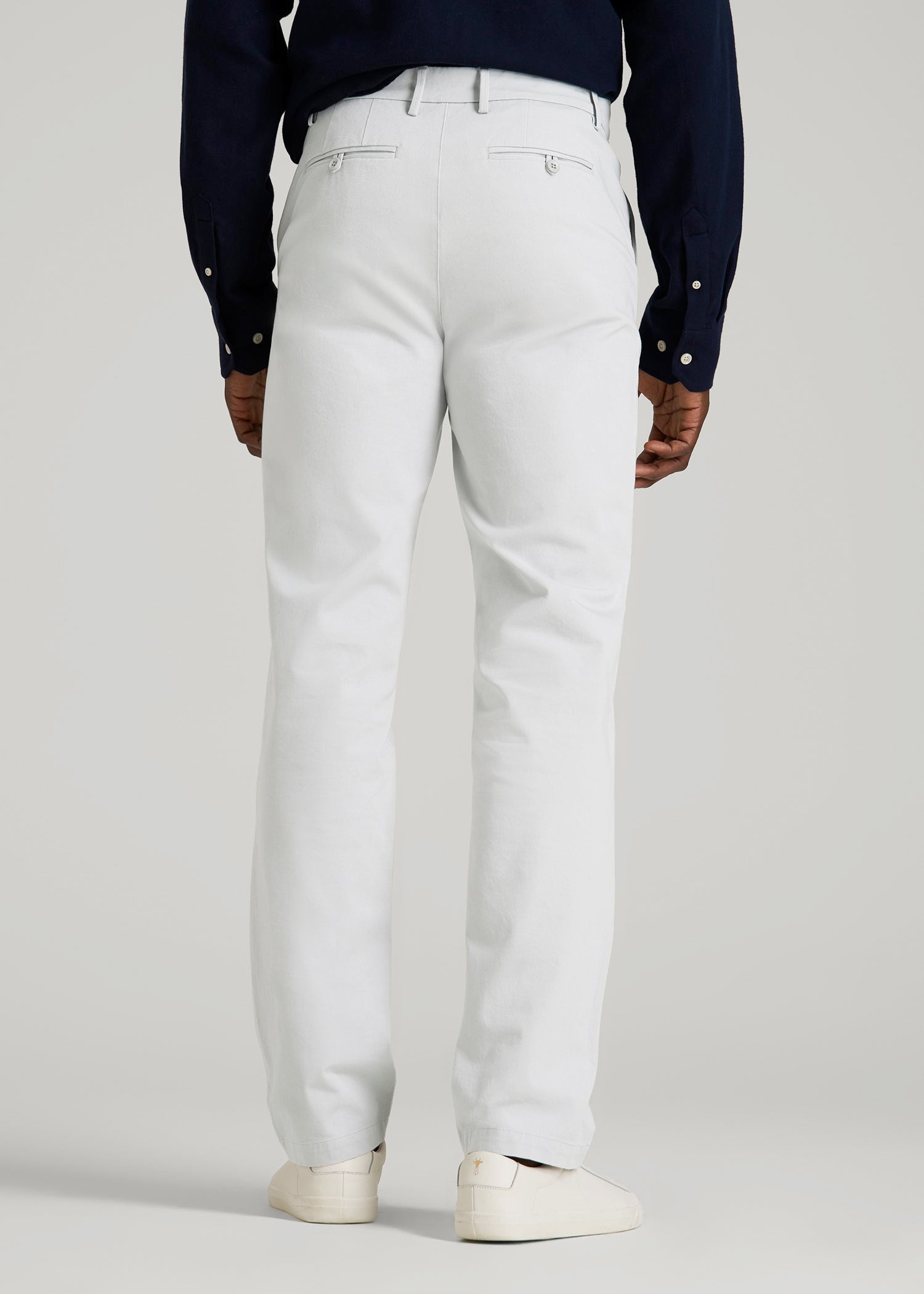 American Tall Outlet | 4 Way Stretch Commuter TAPERED Chino Pants for Tall Men in Silver Drop
