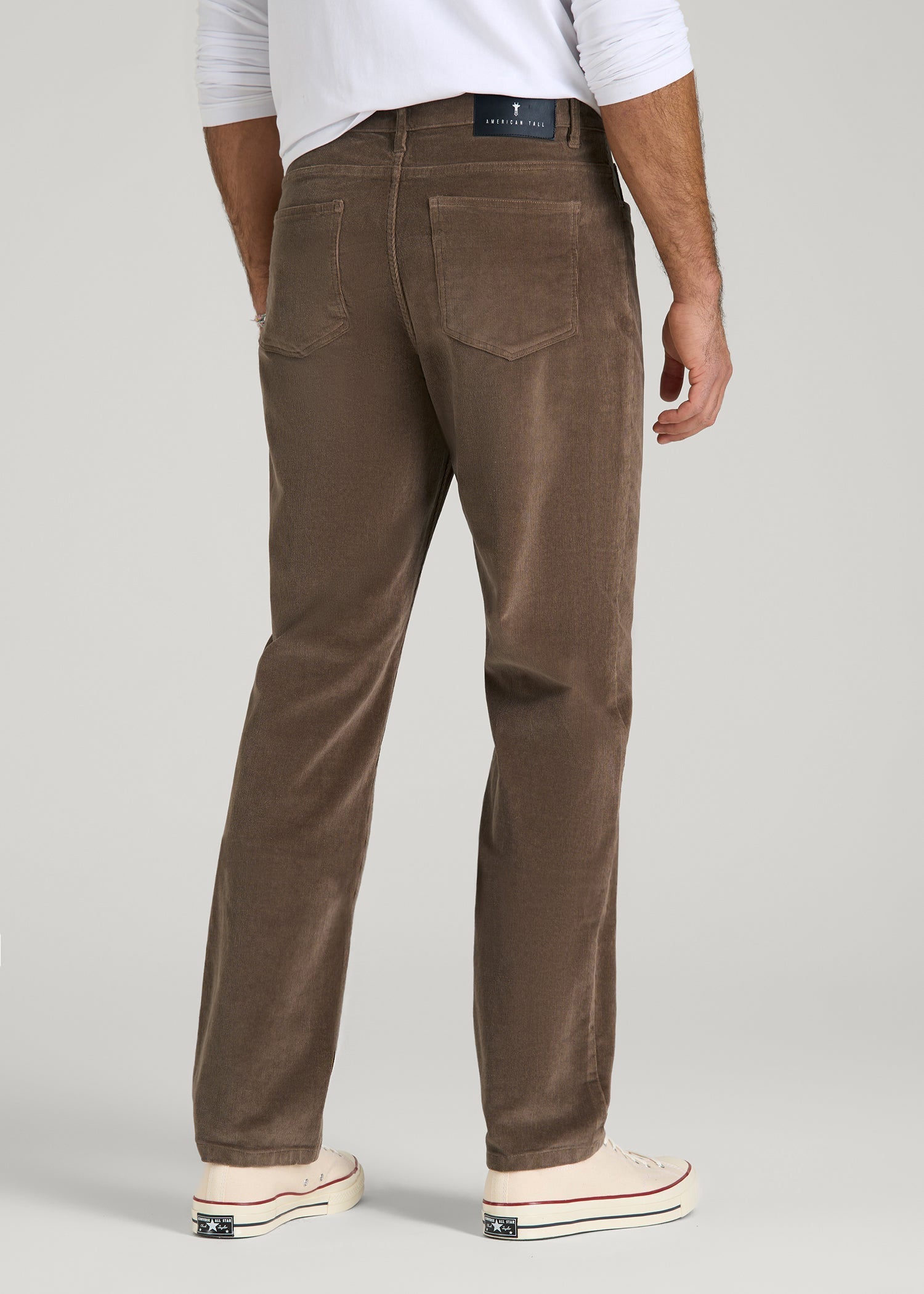 American Tall Online Shop | STRAIGHT-LEG Stretch Corduroy Pants for Tall Men in Dark Sand