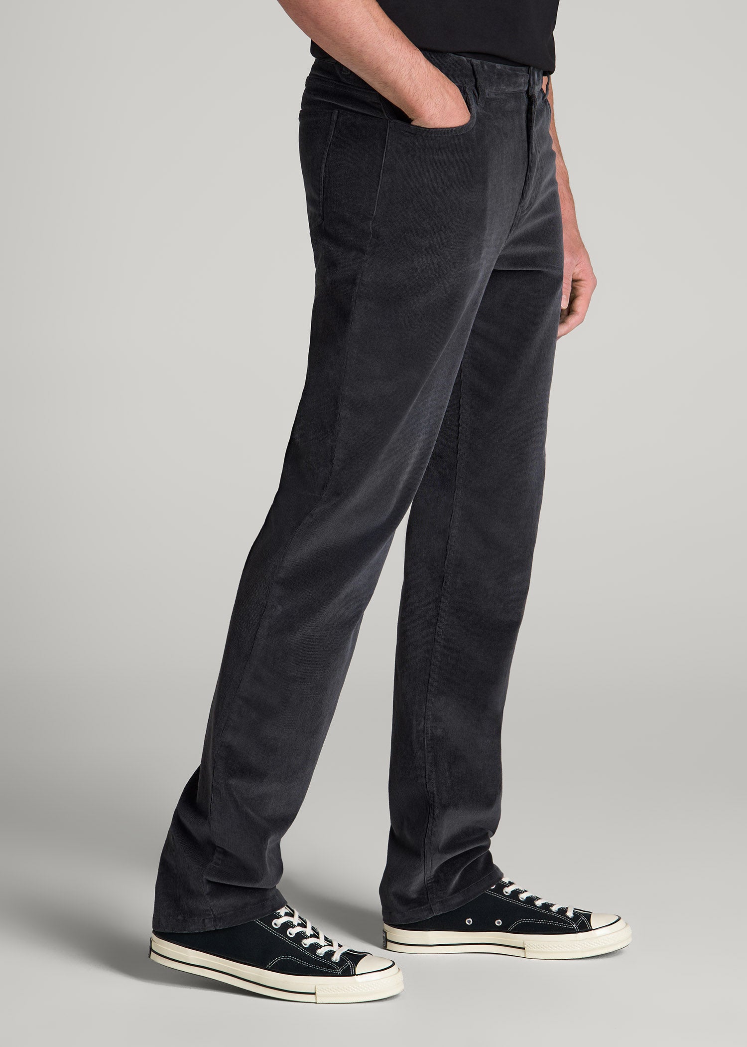 American Tall Discount | STRAIGHT-LEG Stretch Corduroy Pants for Tall Men in Iron Grey