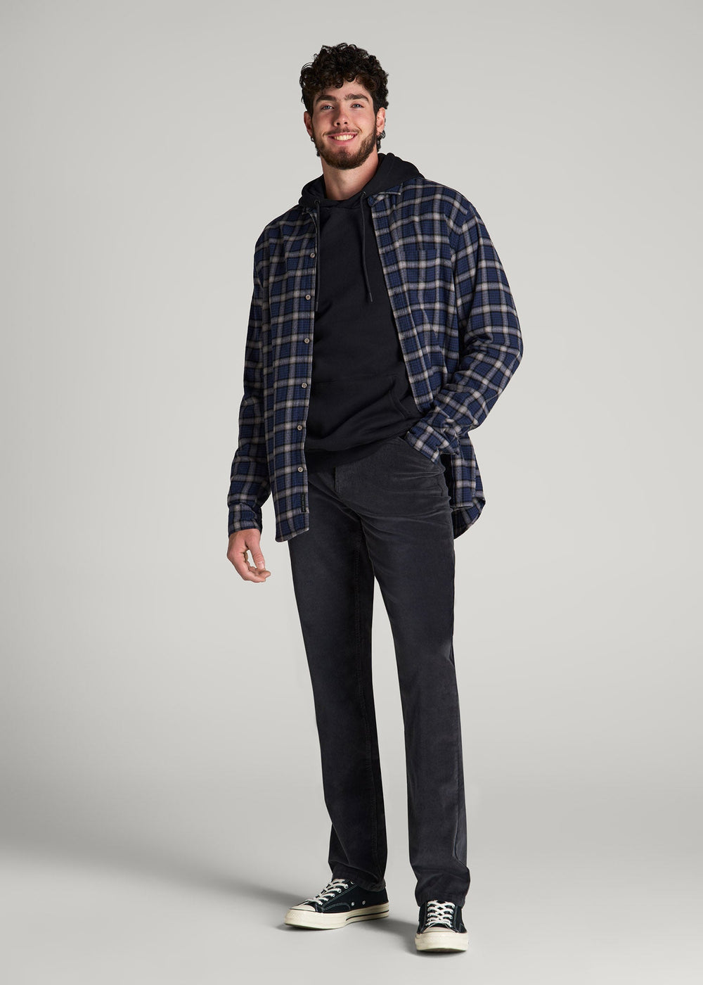American Tall Discount | STRAIGHT-LEG Stretch Corduroy Pants for Tall Men in Iron Grey