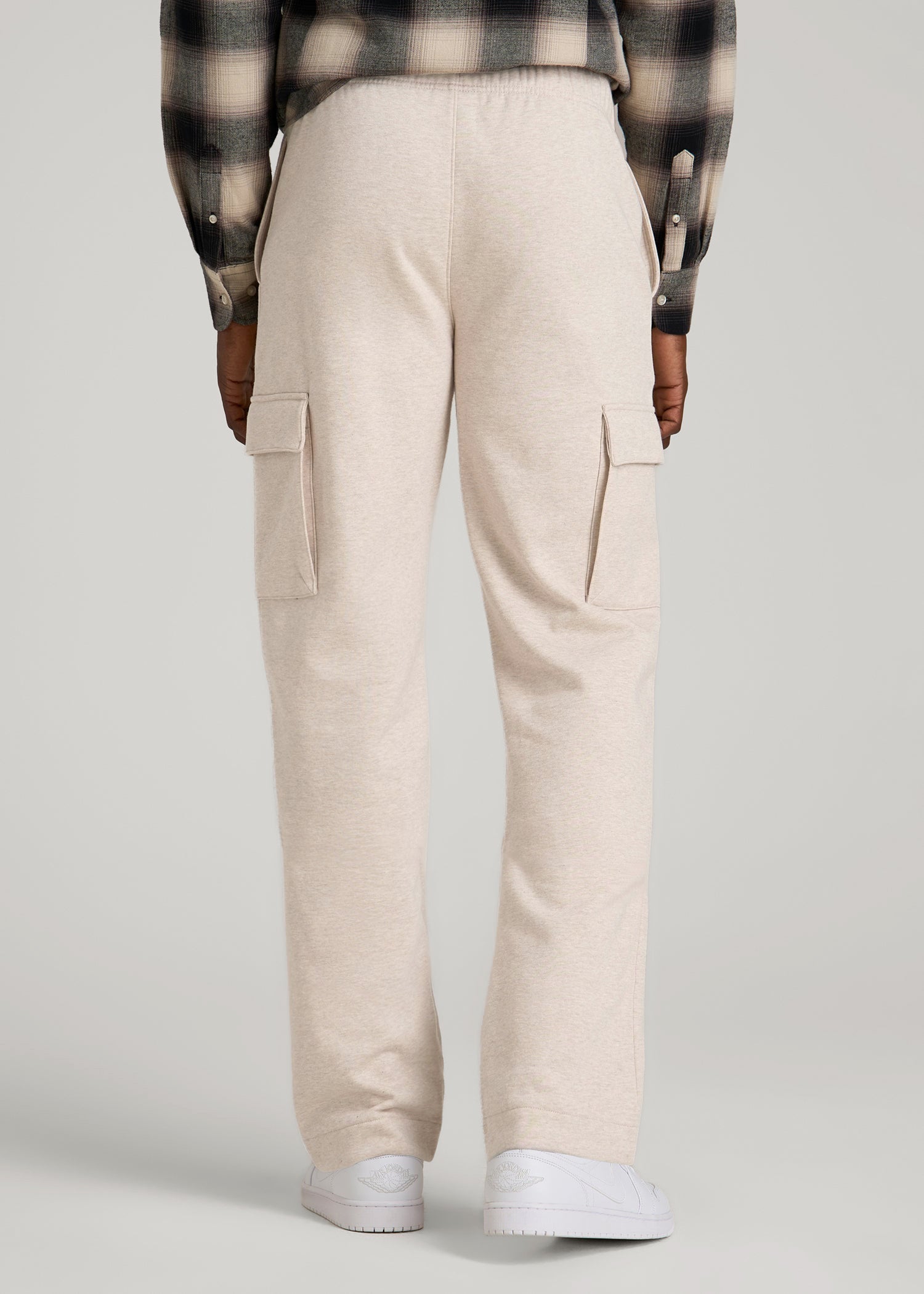 American Tall Online Shop | Wearever Fleece Straight Leg Cargo Sweatpant for Tall Men in Oatmeal Mix