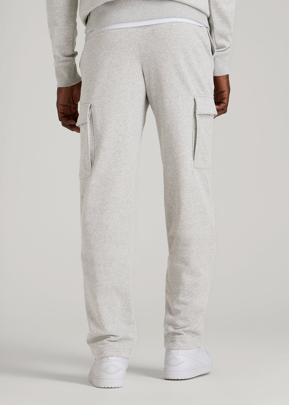 American Tall Discount | Wearever Fleece Straight Leg Cargo Sweatpant for Tall Men in Grey Mix
