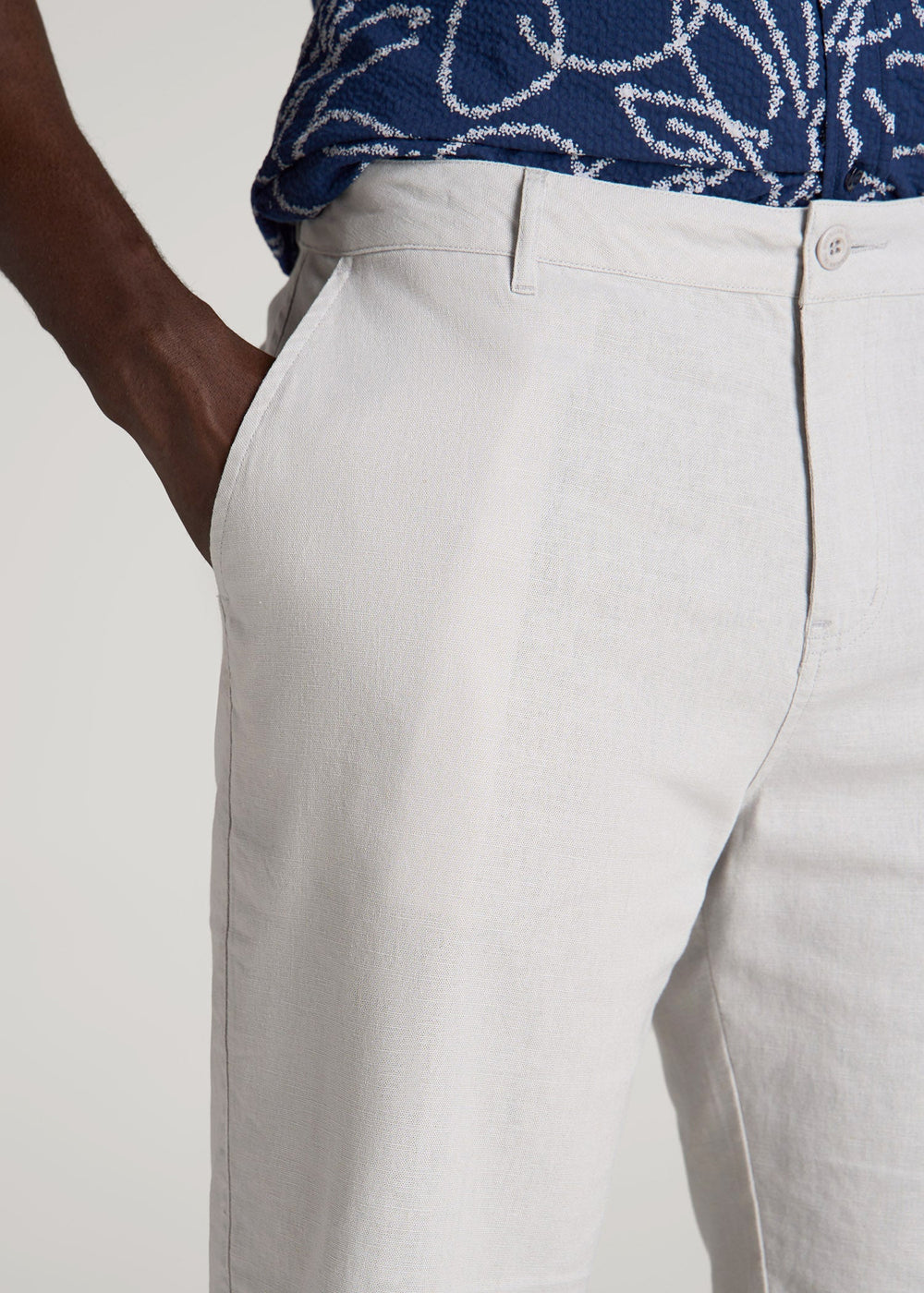 American Tall Online | Linen Shorts For Tall Men in Vapor Grey