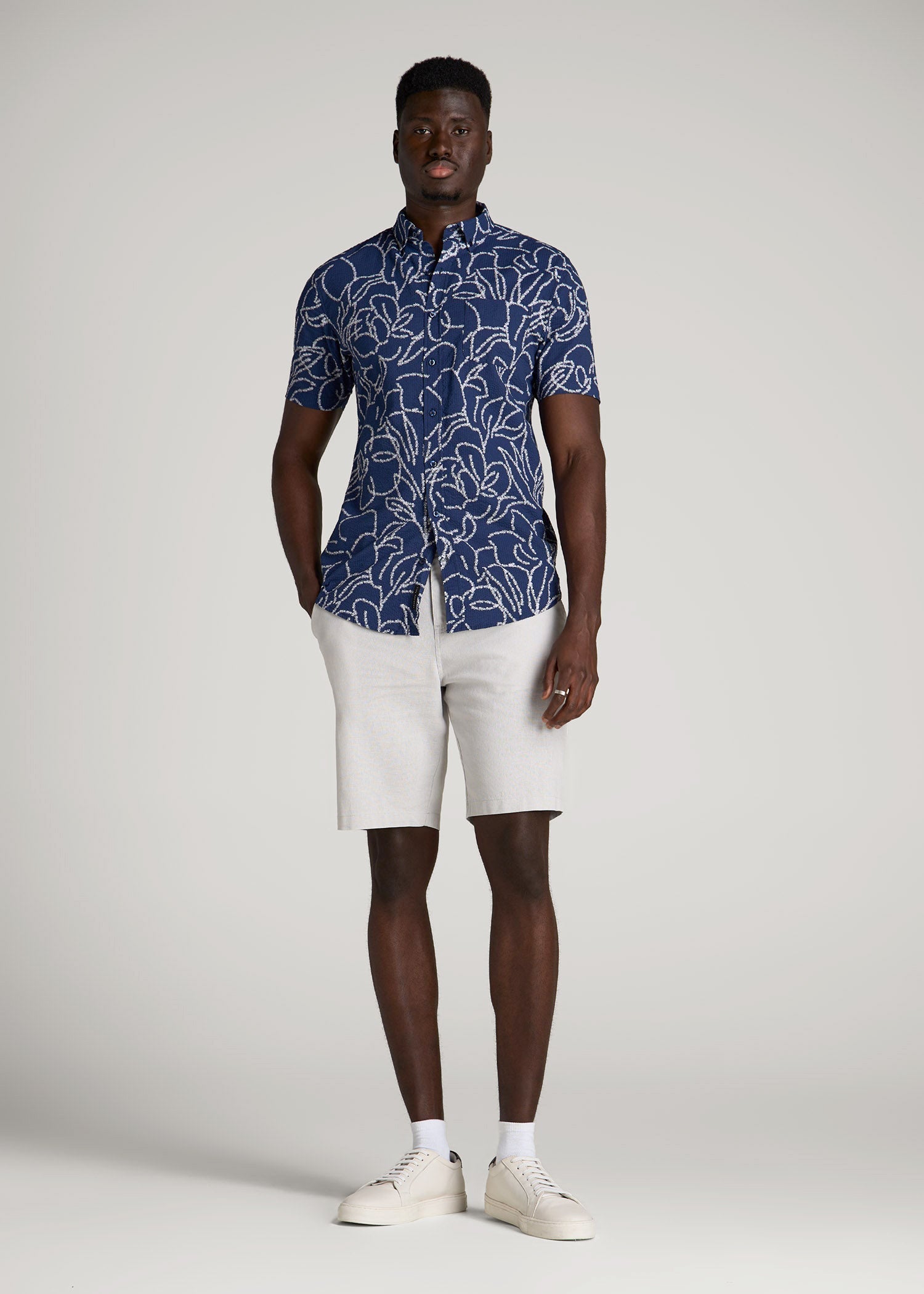 American Tall Online | Linen Shorts For Tall Men in Vapor Grey