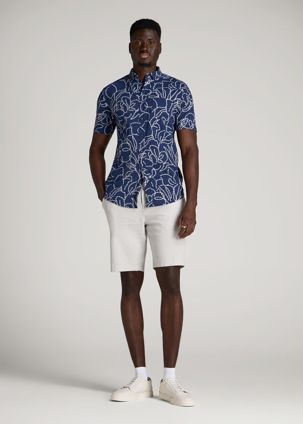 American Tall Online | Linen Shorts For Tall Men in Vapor Grey