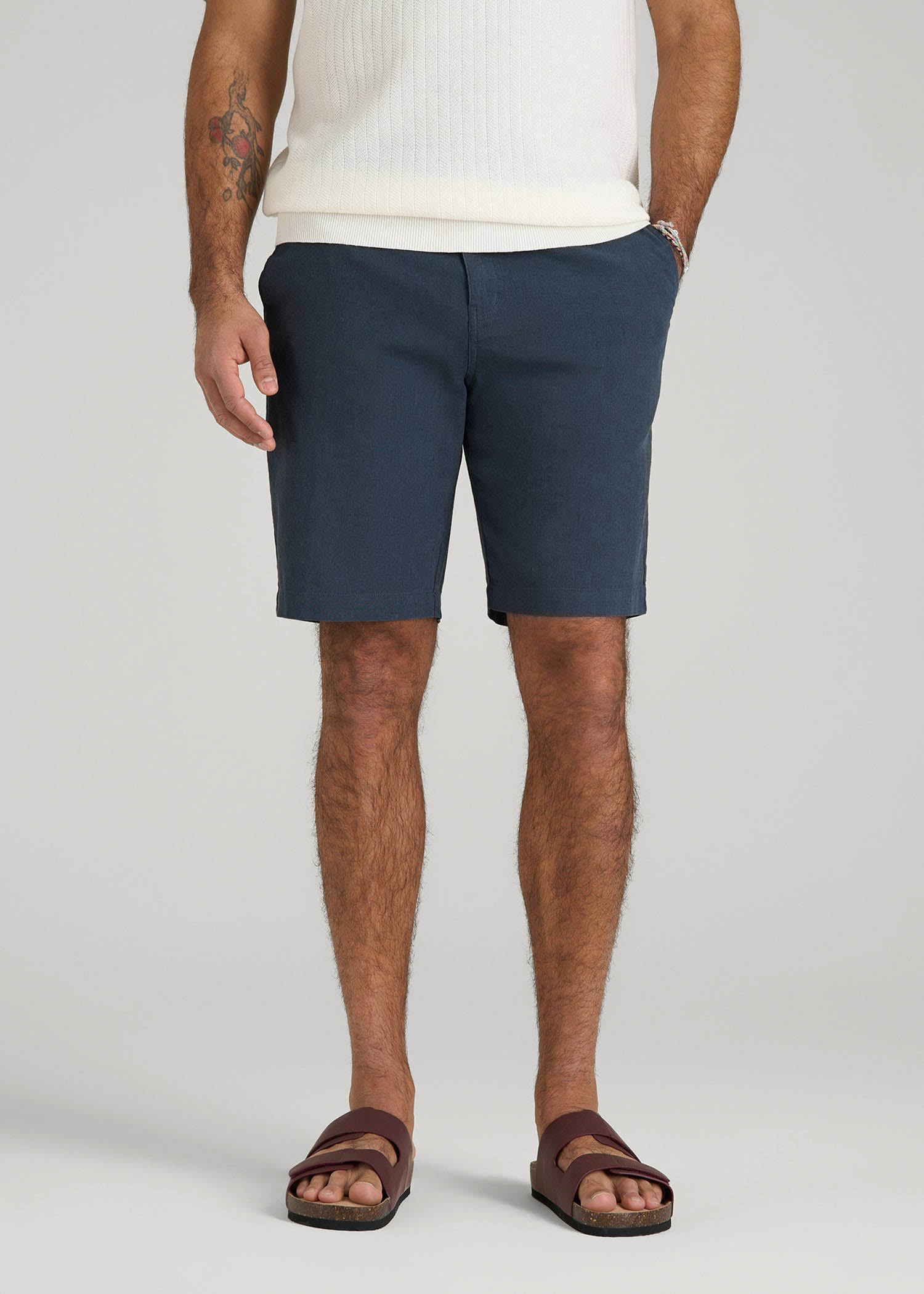 American Tall Sale | Linen Shorts For Tall Men in Chambray Linen
