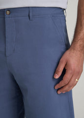 American Tall Outlet | Seersucker Shorts for Tall Men in Steel Blue