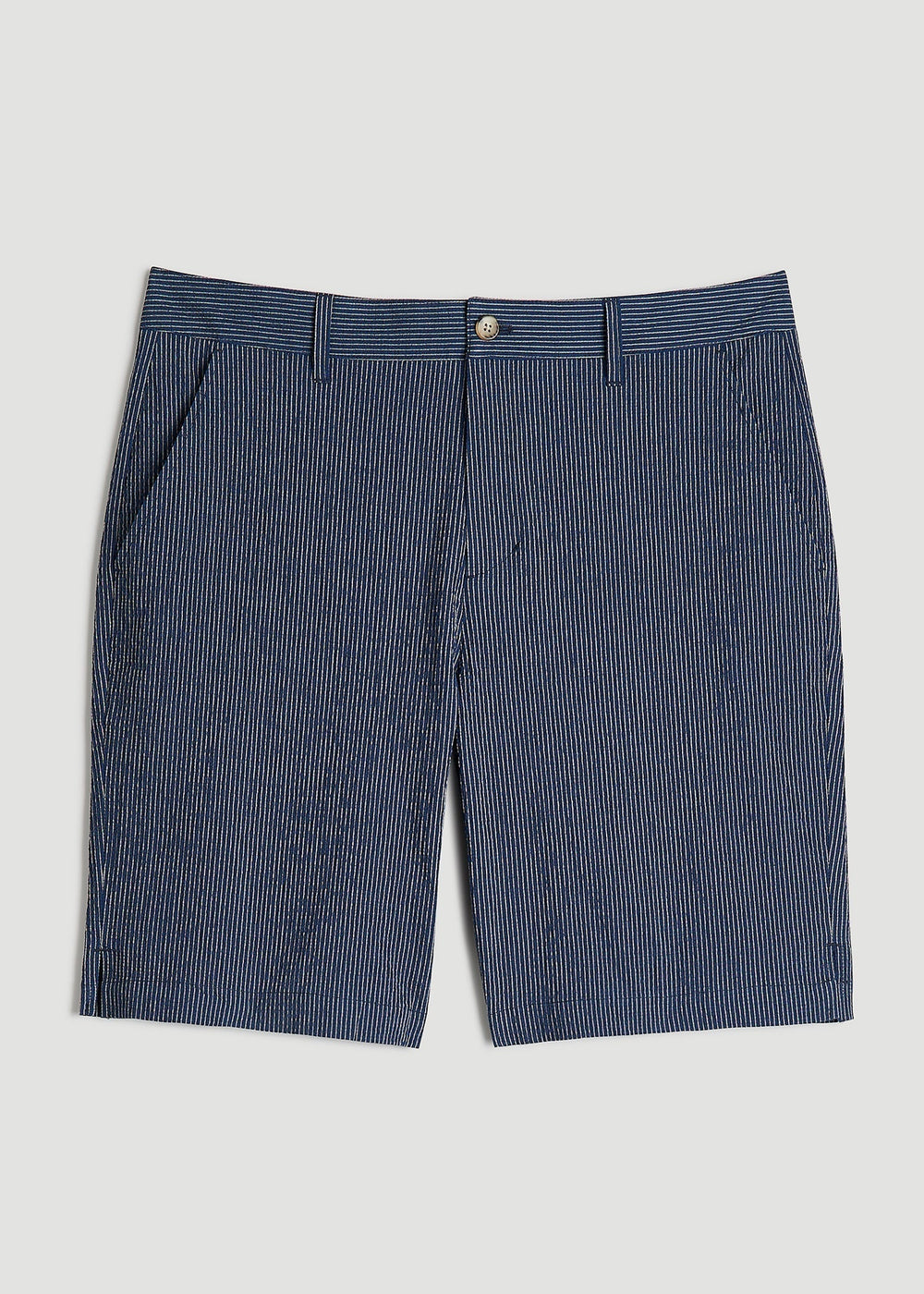 American Tall Outlet | Seersucker Shorts for Tall Men in Navy and Off White Stripe