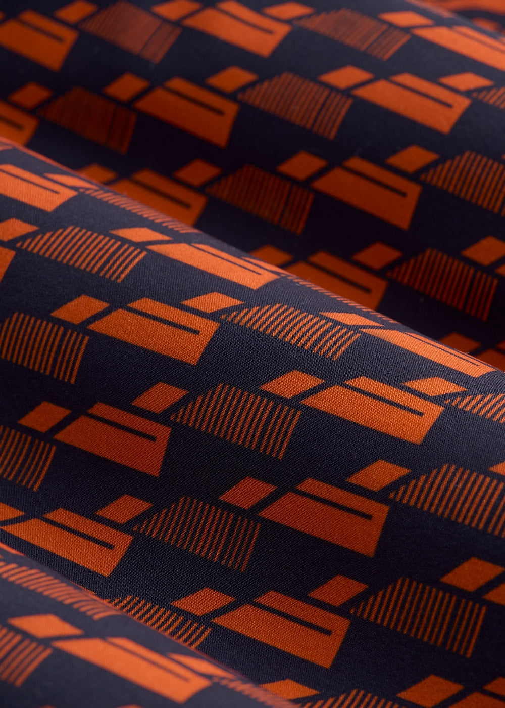American Tall Discount | Hi-Tide Scallop Board Shorts for Tall Men in Bright Orange Geometric
