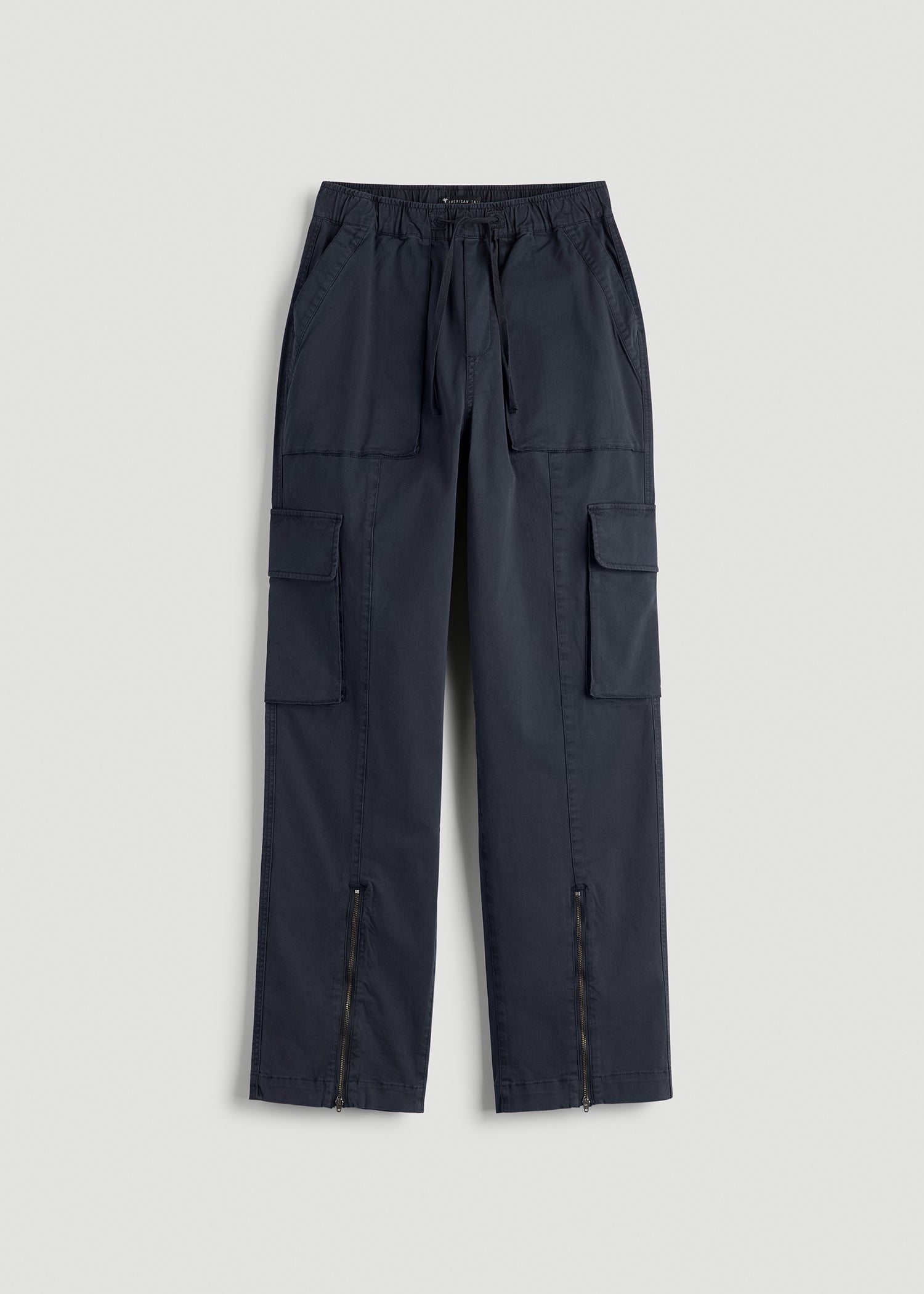 American Tall Online Shop | High Rise Garment Dyed Baggy Cargo Pants for Tall Women in Deep Navy