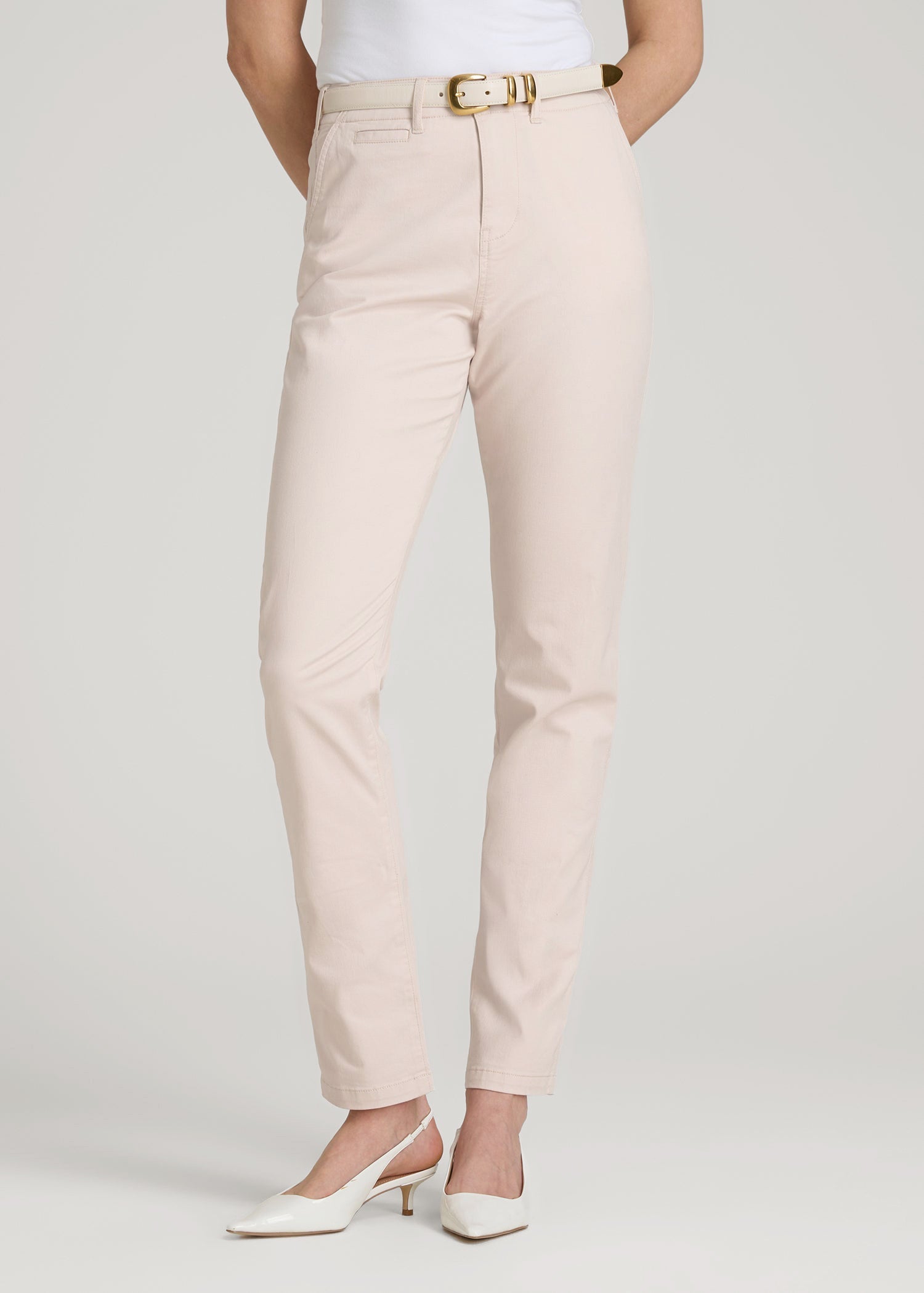American Tall Online | High Rise Tapered Chino Pants for Tall Women in Shell
