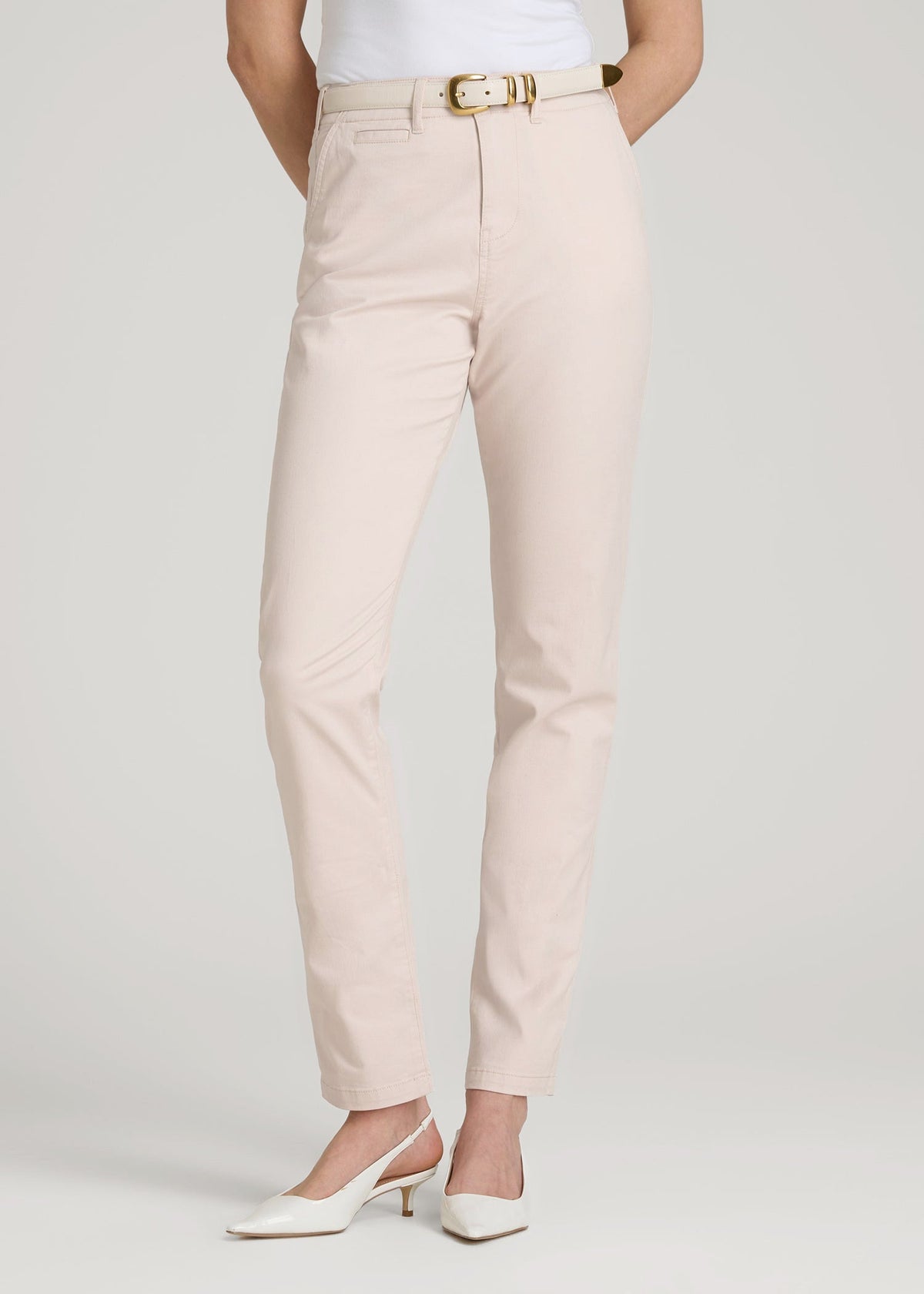 American Tall Online | High Rise Tapered Chino Pants for Tall Women in Shell