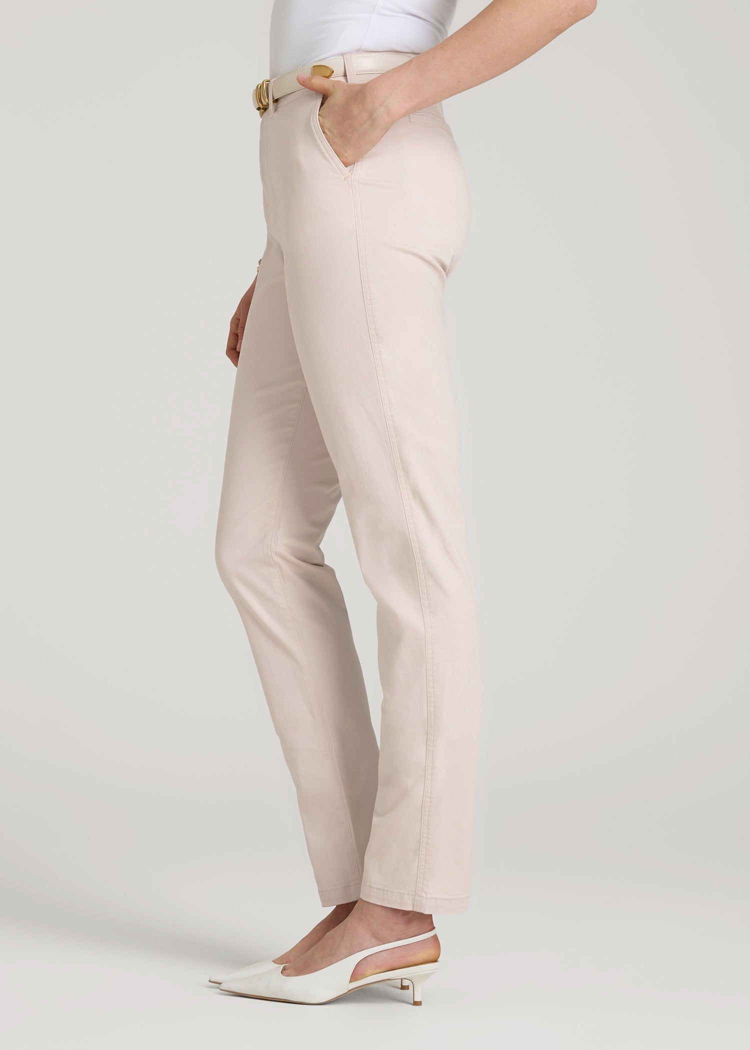 American Tall Online | High Rise Tapered Chino Pants for Tall Women in Shell