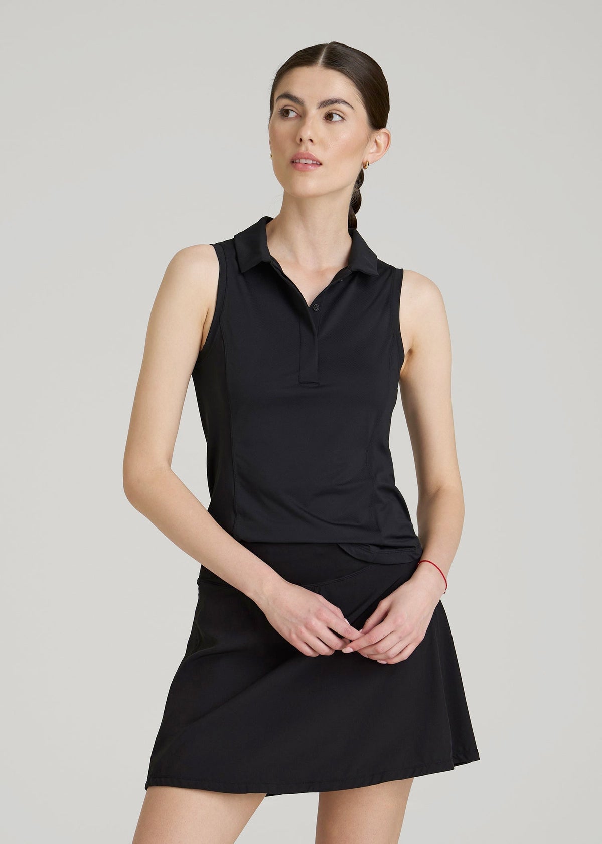 American Tall Discount | Active Sleeveless Polo Shirt for Tall Women in Black