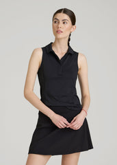 American Tall Discount | Active Sleeveless Polo Shirt for Tall Women in Black