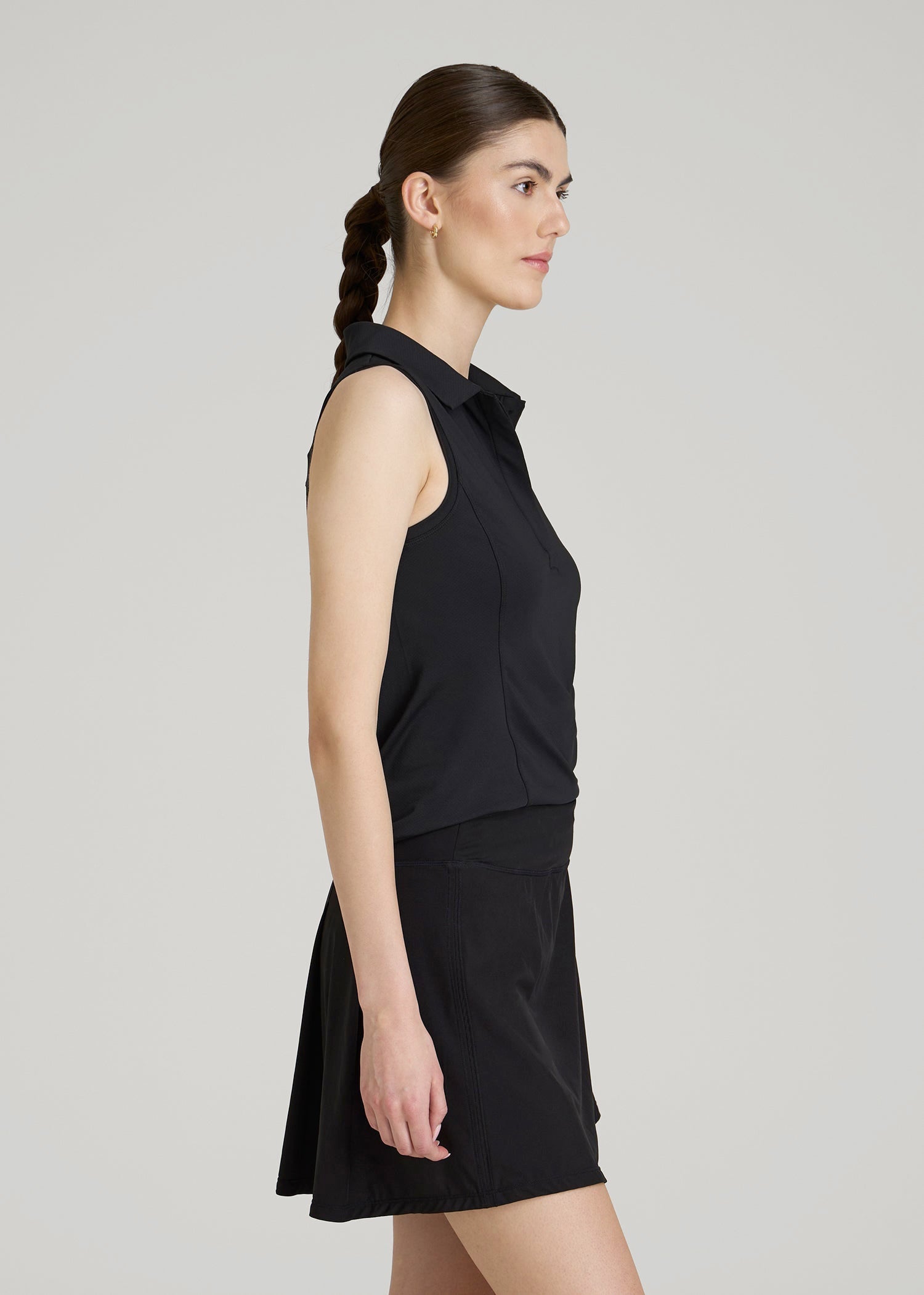 American Tall Discount | Active Sleeveless Polo Shirt for Tall Women in Black