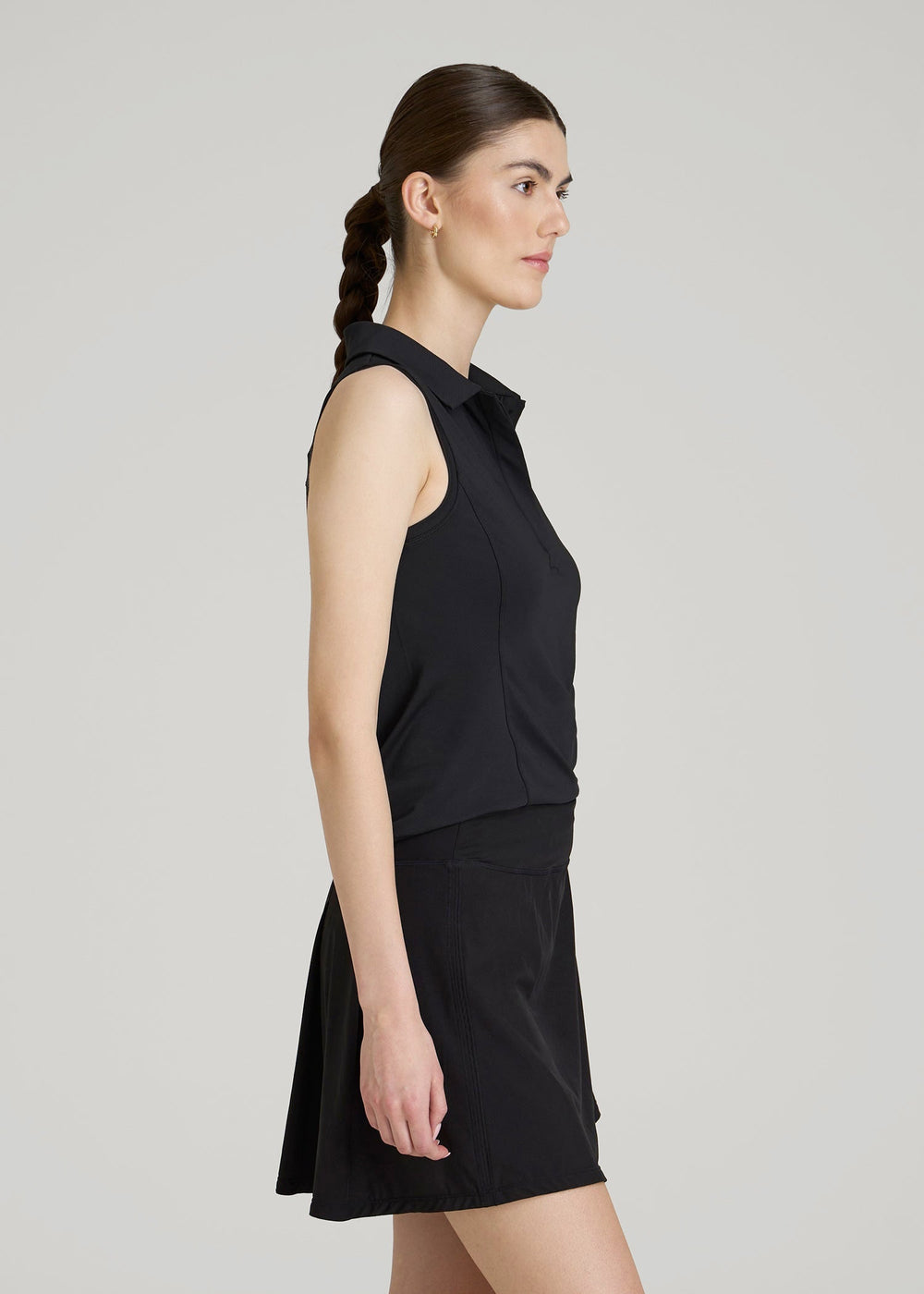 American Tall Discount | Active Sleeveless Polo Shirt for Tall Women in Black