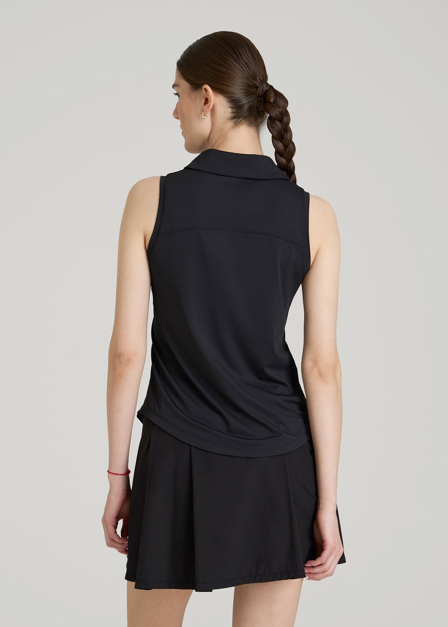 American Tall Discount | Active Sleeveless Polo Shirt for Tall Women in Black