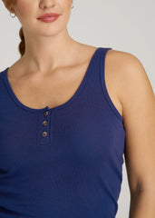 American Tall Sale | Waffle Tank Top for Tall Women in Midnight Blue