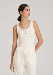 American Tall Outlet | Waffle Tank Top for Tall Women in White Alyssum