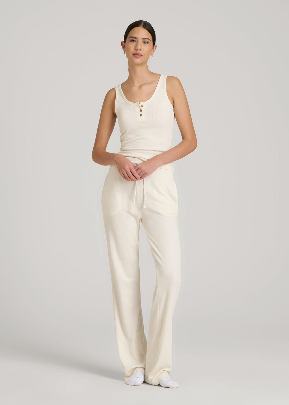 American Tall Outlet | Waffle Tank Top for Tall Women in White Alyssum