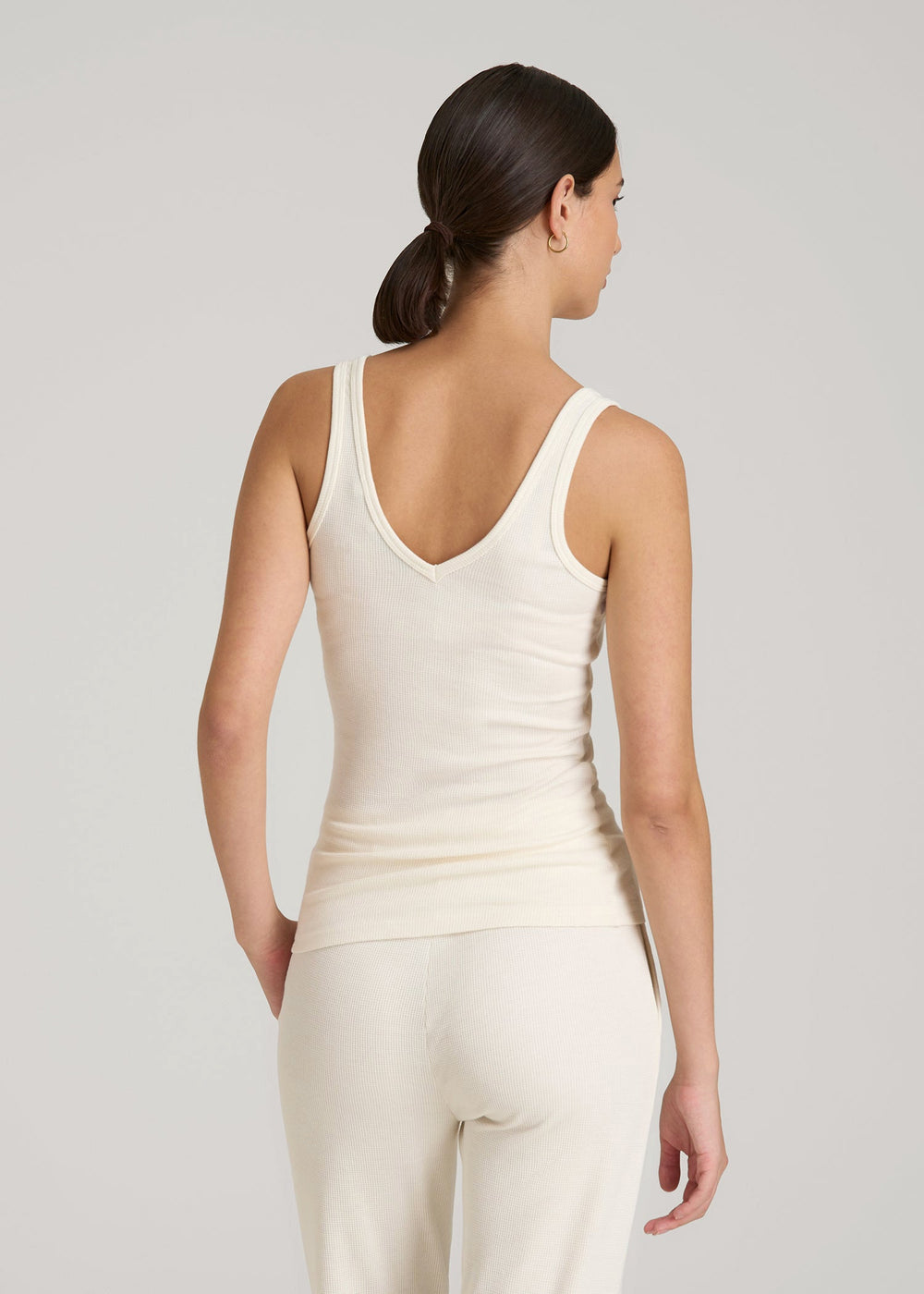 American Tall Outlet | Waffle Tank Top for Tall Women in White Alyssum