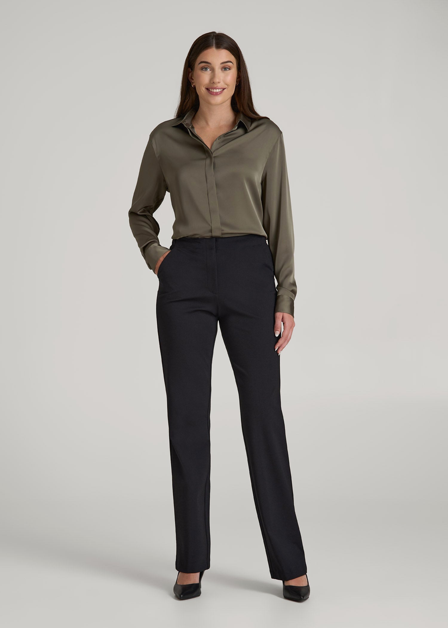 American Tall For Sale | Freedom Flex Straight Leg Dress Pants for Tall Women in Black
