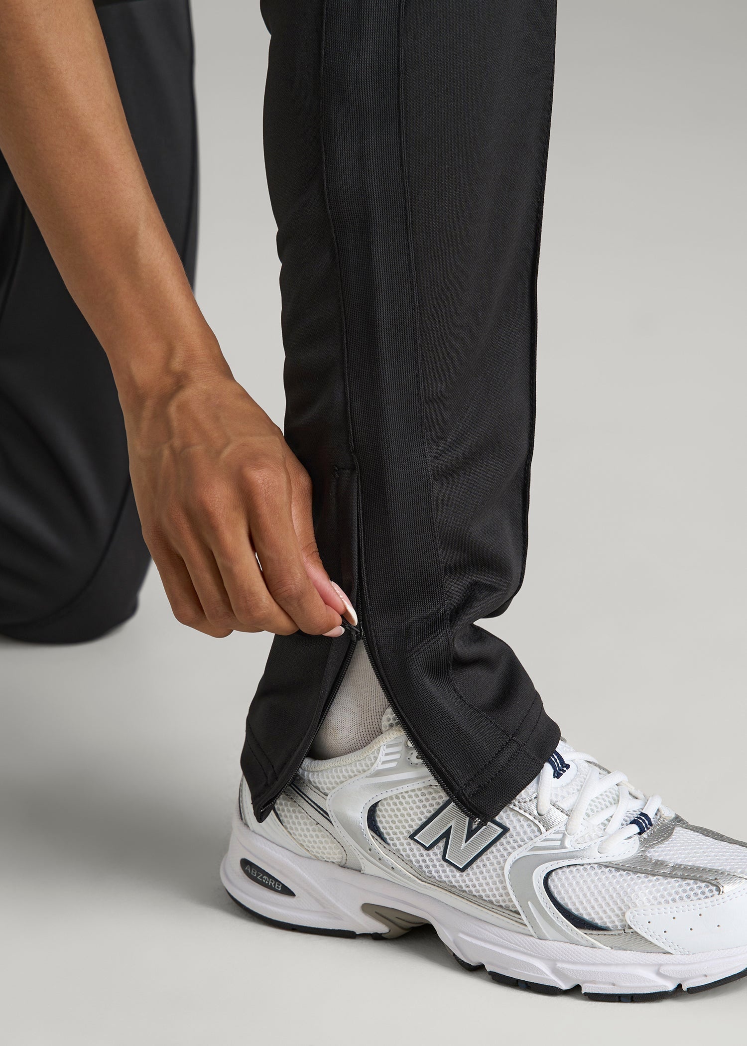 American Tall Online Shop | Ultra Lightweight Tricot Athletic Stripe Pants for Tall Women in Black And Black