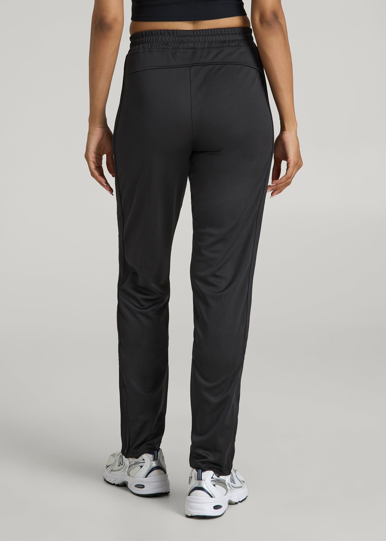 American Tall Online Shop | Ultra Lightweight Tricot Athletic Stripe Pants for Tall Women in Black And Black
