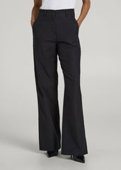 American Tall Discount | High Rise Wide Leg Flat Front Chinos for Tall Women in Black