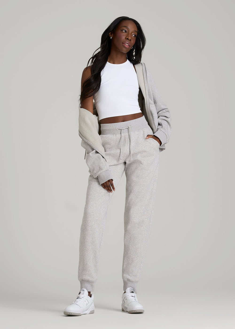 American Tall Online | A.T. Basics Athletic Joggers for Tall Women in Grey Mix