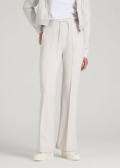 American Tall Sale | Soft Flex Ponte Flare Pants with Drawcord for Tall Women in White Sand