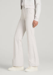 American Tall Sale | Soft Flex Ponte Flare Pants with Drawcord for Tall Women in White Sand
